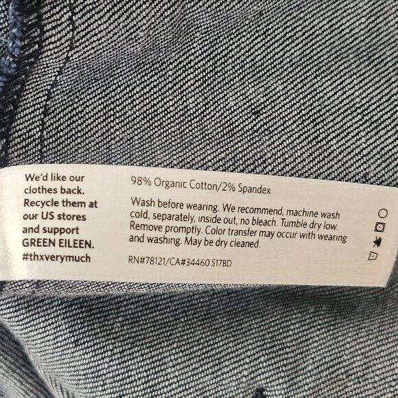 Eileen Fisher Denim Women's Jacket Dark Button Up JC Patch Size XL - Picture 10 of 12